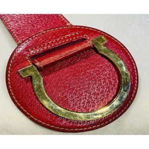 Vintage Ferragamo red leather XL Gancini statement belt